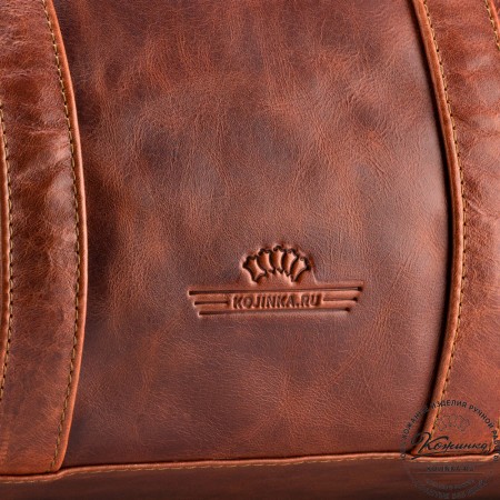 Кожаная дорожно-спортивная сумка Англия (рыжий антик)