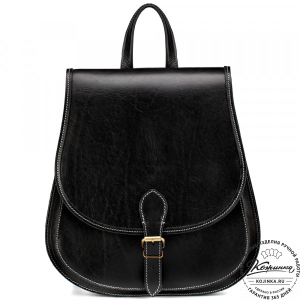 Кожаный рюкзак "Геральд" (чёрный). фото 1