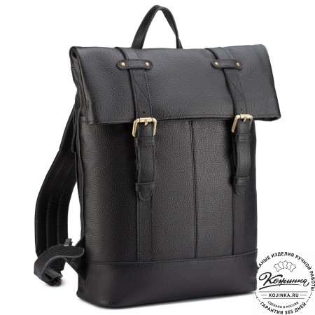 Кожаный рюкзак "Бэнжамин" (чёрный)