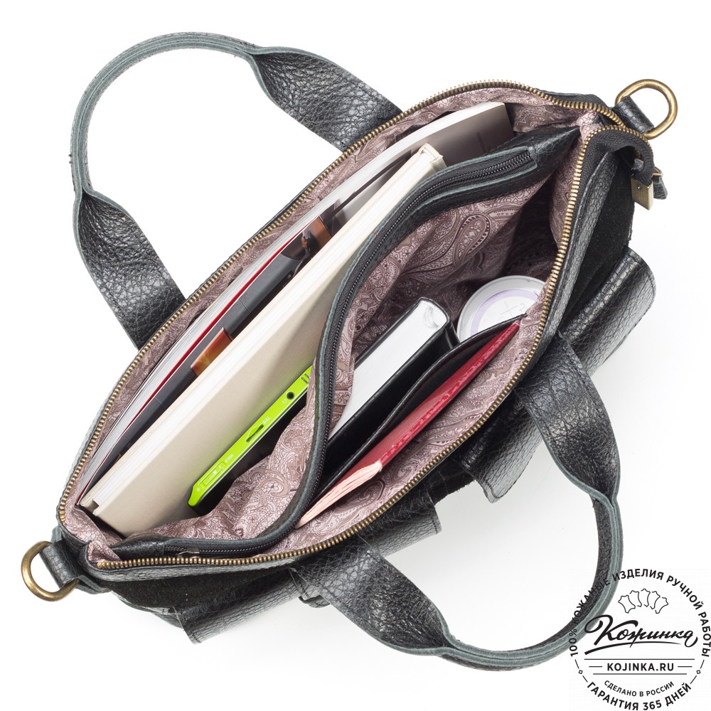 Женская кожаная сумка "Эльза" (чёрная)