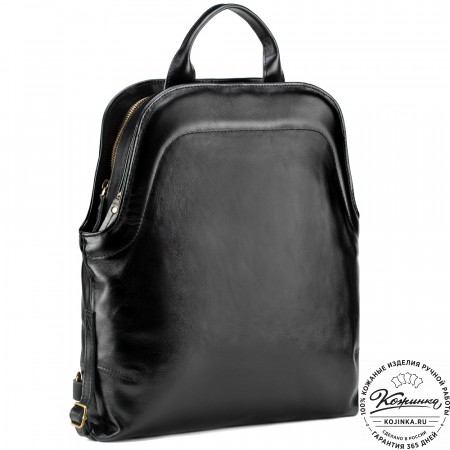 Женский кожаный рюкзак-сумка "Греция" (чёрный)