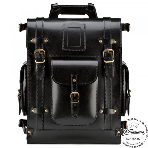 Кожаный ранец "Максимус 3" (чёрный). фото 1