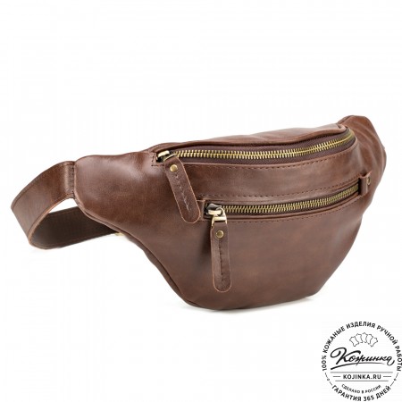 Кожаная сумка на пояс "Сандро" (коричневая) 