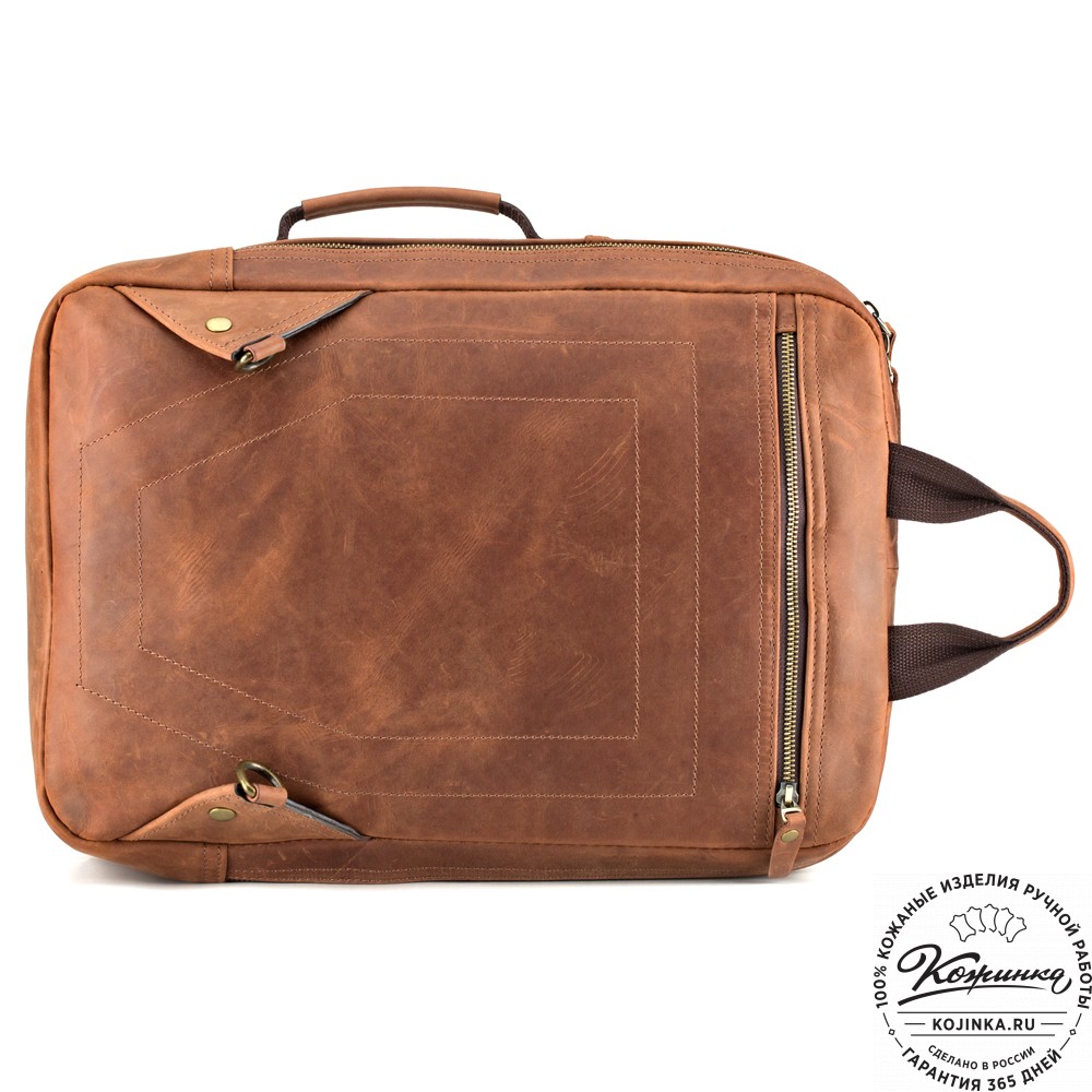 Кожаный рюкзак-сумка "Брюс" (коричневый крейзи) 