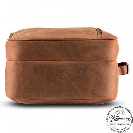 Кожаный рюкзак-сумка "Брюс" (коричневый крейзи) 