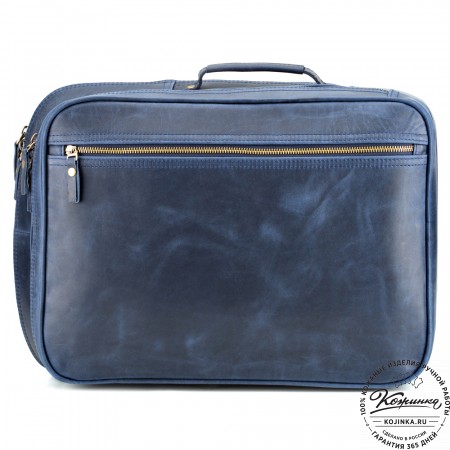 Кожаный рюкзак-сумка "Брюс" (синий воск) 
