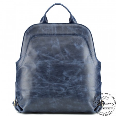 Женский кожаный рюкзак-сумка "Греция" (синий антик)