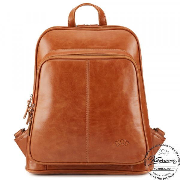 Кожаный рюкзак "Бэтси" (рыжий). фото 1