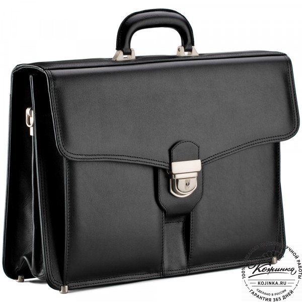 Кожаный портфель "Оскар" (черный). фото 1