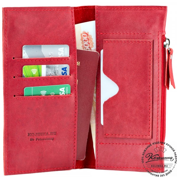 Кожаное портмоне "Арни" (красное). фото 1