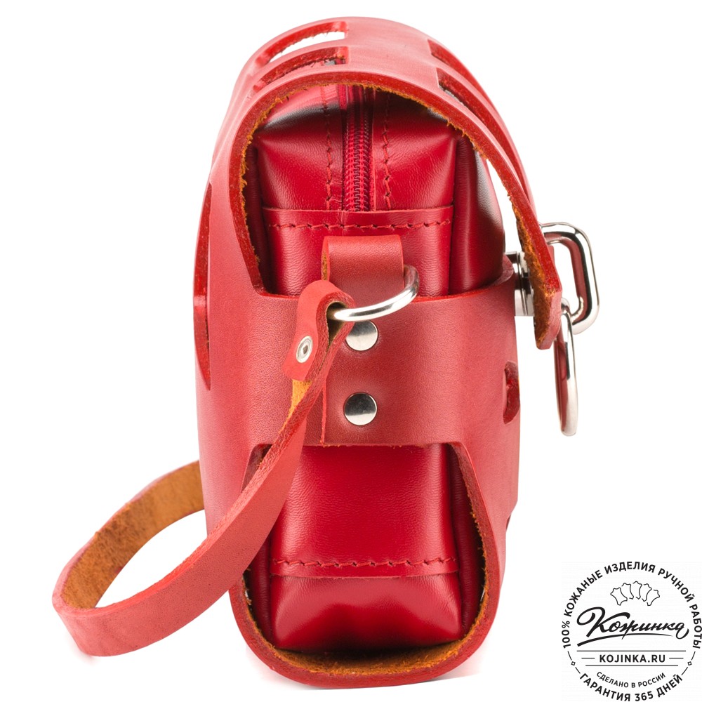 Женская кожаная сумка "Кортни" (красная) 