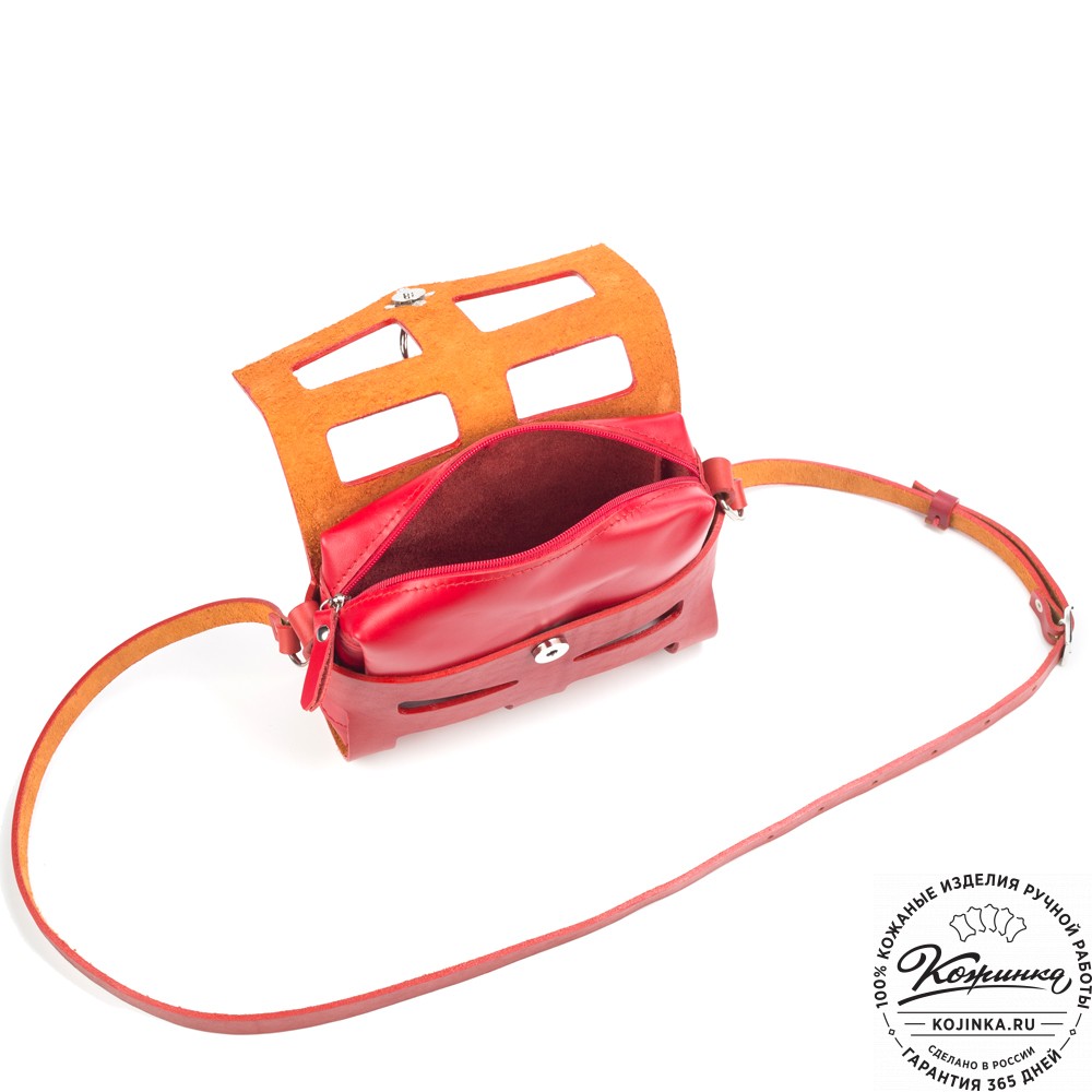 Женская кожаная сумка "Кортни" (красная) 