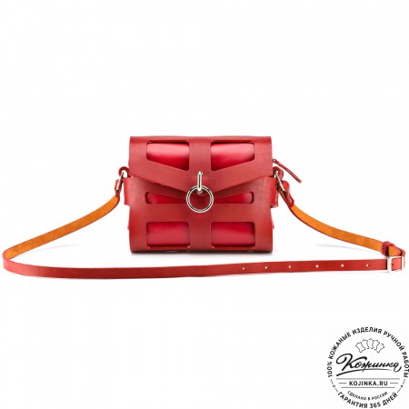 Женская кожаная сумка "Кортни" (красная) 