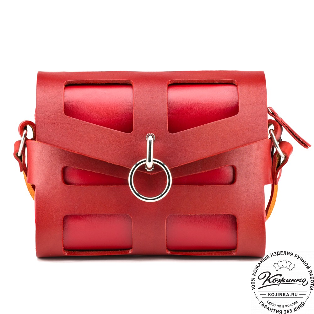 Женская кожаная сумка "Кортни" (красная) 