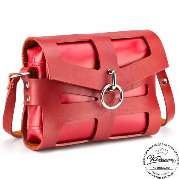 Женская кожаная сумка "Кортни" (красная) . фото 1