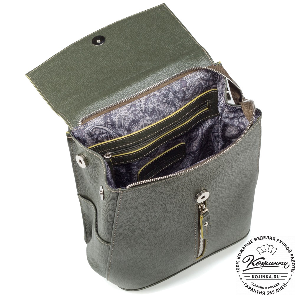 Женский кожаный рюкзак "Ассоль" (оливковый)