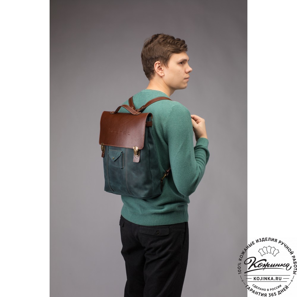 Кожаный рюкзак "Школьник" (черный)