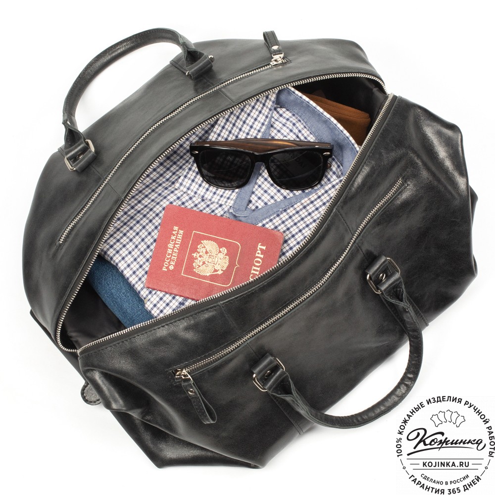 Кожаная дорожно-спортивная сумка Англия (чёрная)