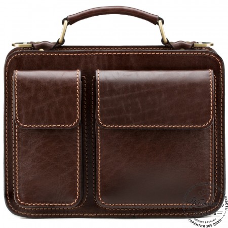 Кожаная сумка "Сакмэн" (тёмно-коричневая)