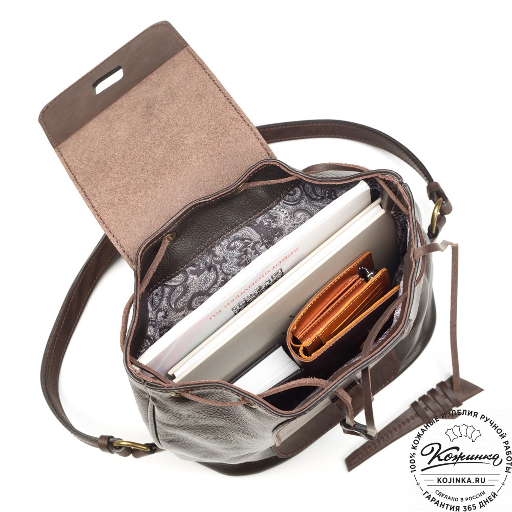 Женский кожаный рюкзак "Гейша" (тёмно-коричневый)