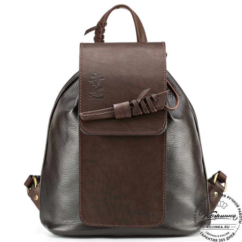 Женский кожаный рюкзак "Гейша" (тёмно-коричневый)