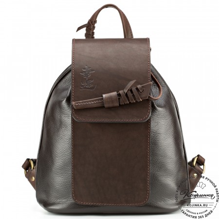 Женский кожаный рюкзак "Гейша" (тёмно-коричневый)