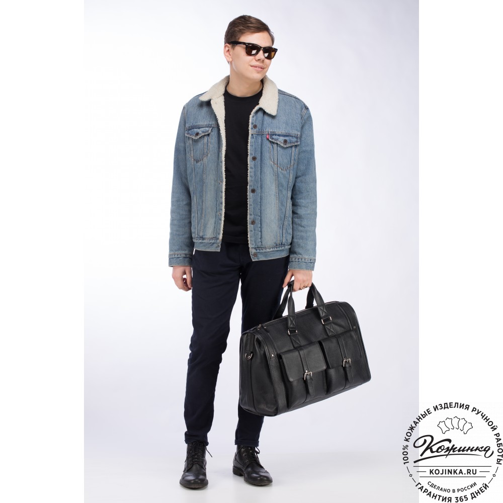 Кожаная дорожная сумка "Балтимор" (чёрная)