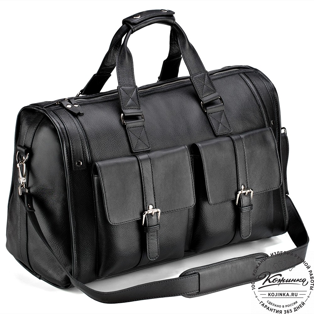 Кожаная дорожная сумка "Балтимор" (чёрная)
