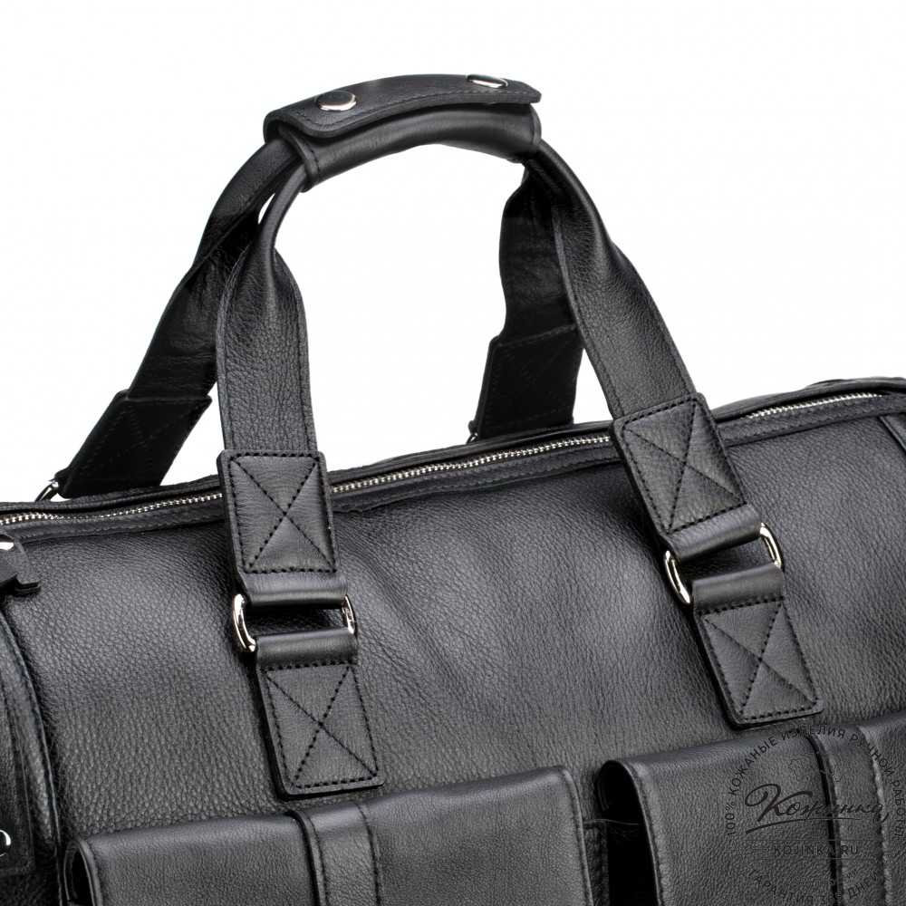 Кожаная дорожная сумка "Балтимор" (чёрная)