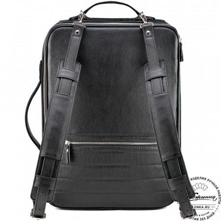 Кожаный рюкзак-сумка "Лесснер" (черный)