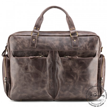 Кожаная деловая сумка для командировок "Бастилия" (тёмно-коричневый антик)