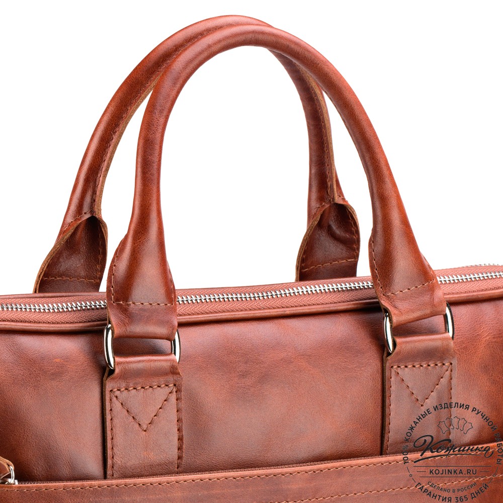 Кожаная деловая сумка "Кларк" (рыжий антик) 