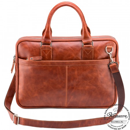 Кожаная деловая сумка "Кларк" (рыжий антик) 