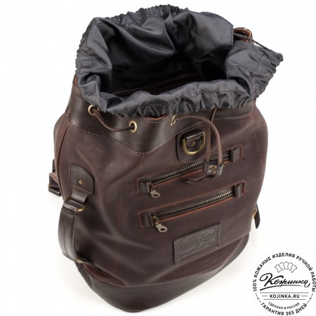 Кожаный рюкзак "СаШе" (тёмно-коричневый)