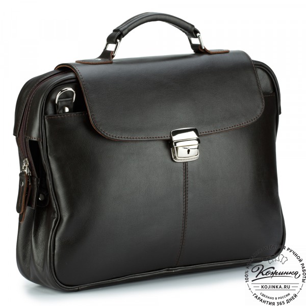 Кожаный портфель "Эдгар" (тёмно-коричневый). фото 1