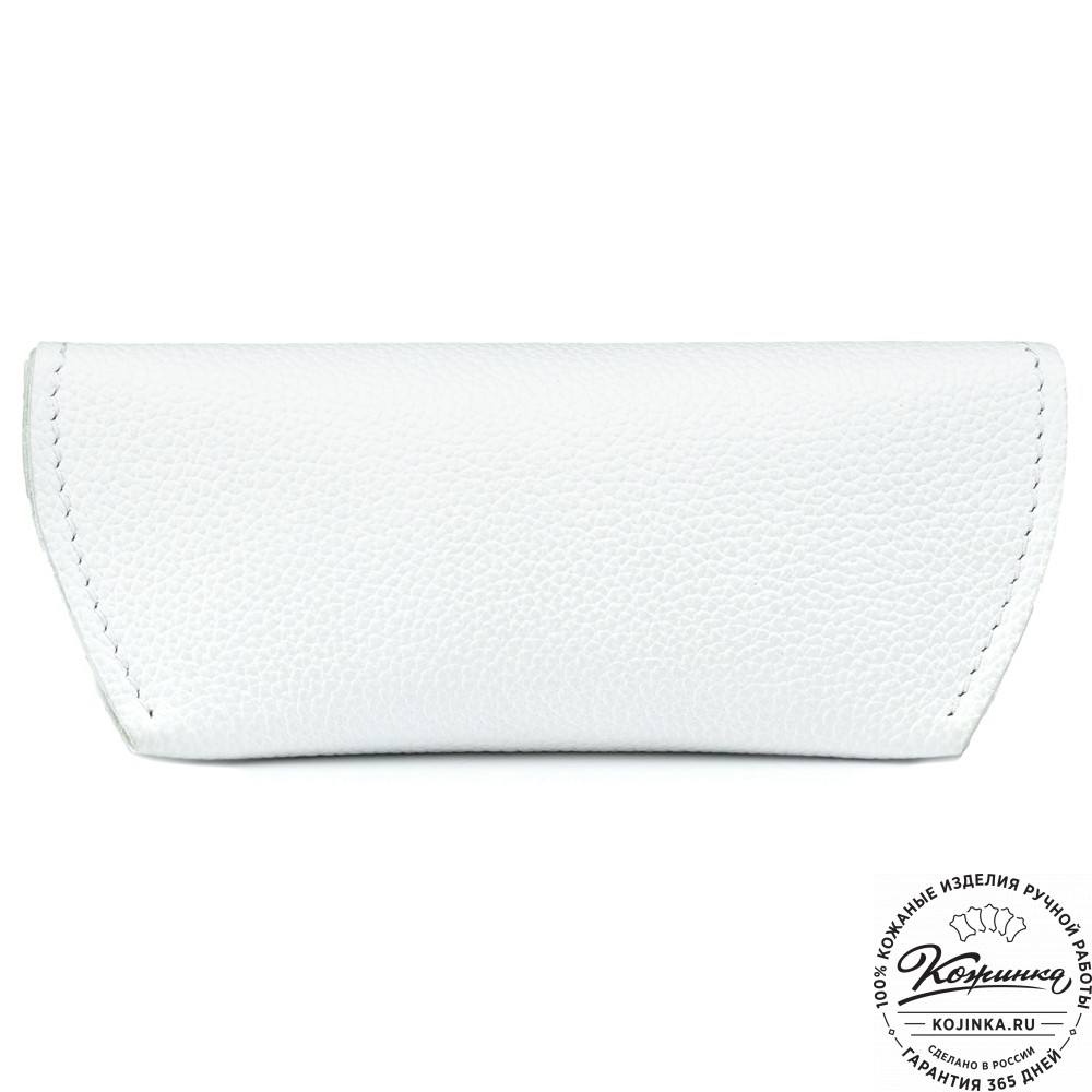 Кожаный футляр для очков  из мягкой кожи (белый) 