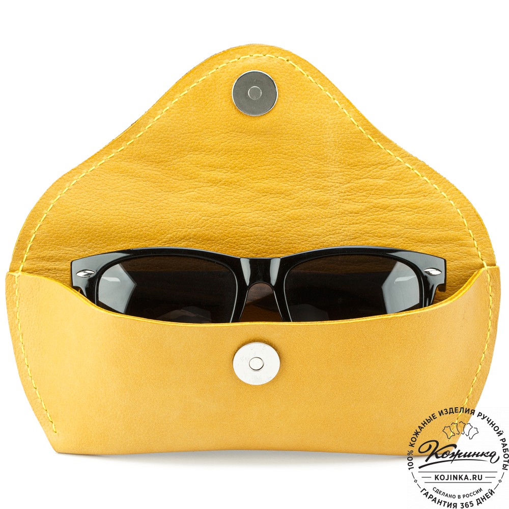 Кожаный футляр для очков из мягкой кожи  (жёлтый) 