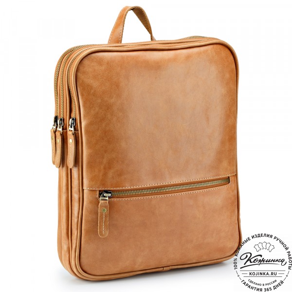 Кожаный рюкзак-сумка "Майя" (рыжий). фото 1