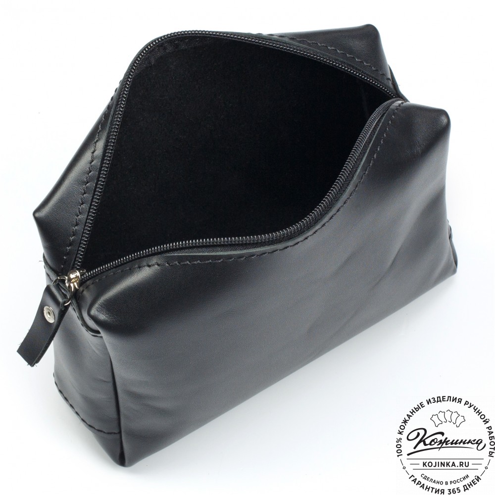 Кожаная косметичка "Прима" (чёрная)