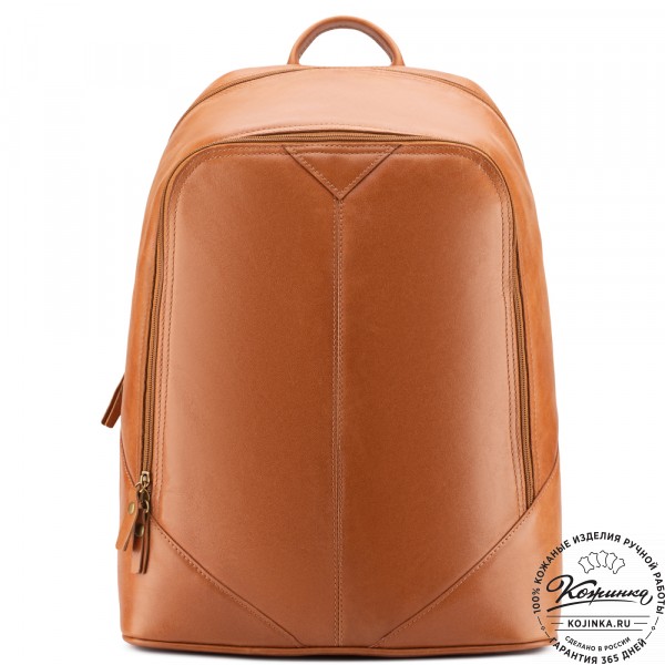 Кожаный рюкзак "Венгрия" (рыжий). фото 1