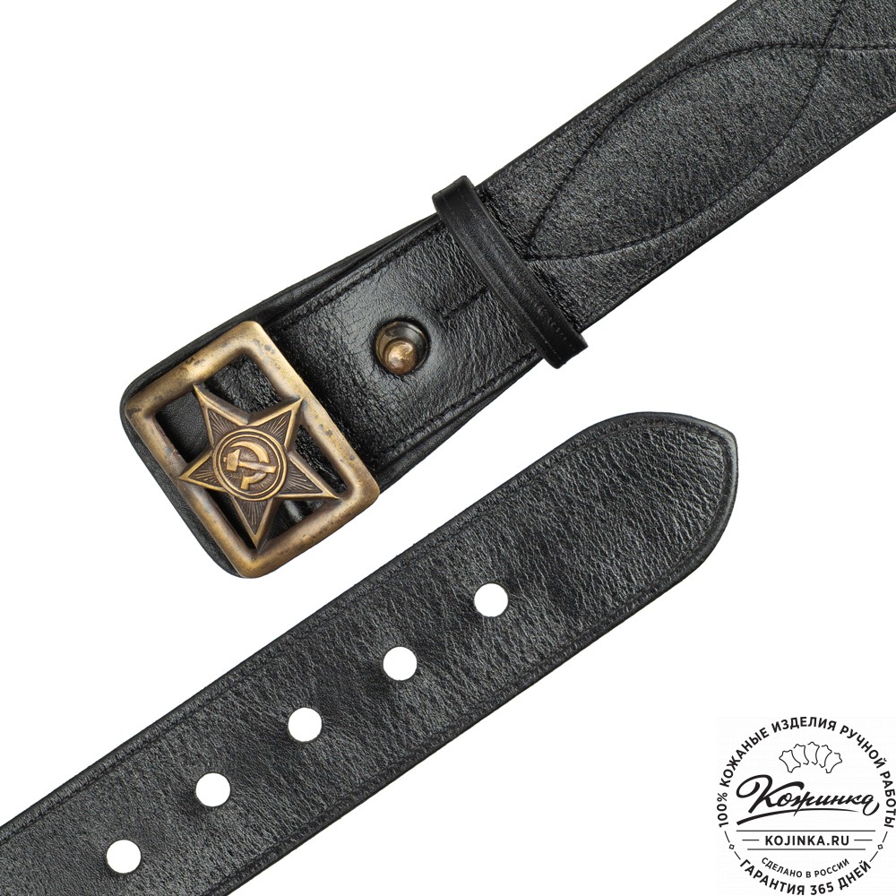 Кожаный мужской ремень "Комбат" (чёрный)