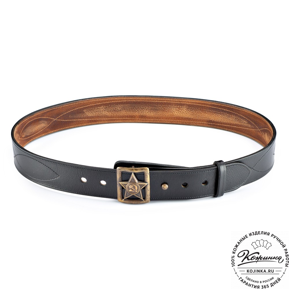 Кожаный мужской ремень "Комбат" (чёрный)
