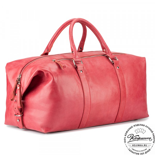 Кожаная дорожно-спортивная сумка Англия (красная). фото 1