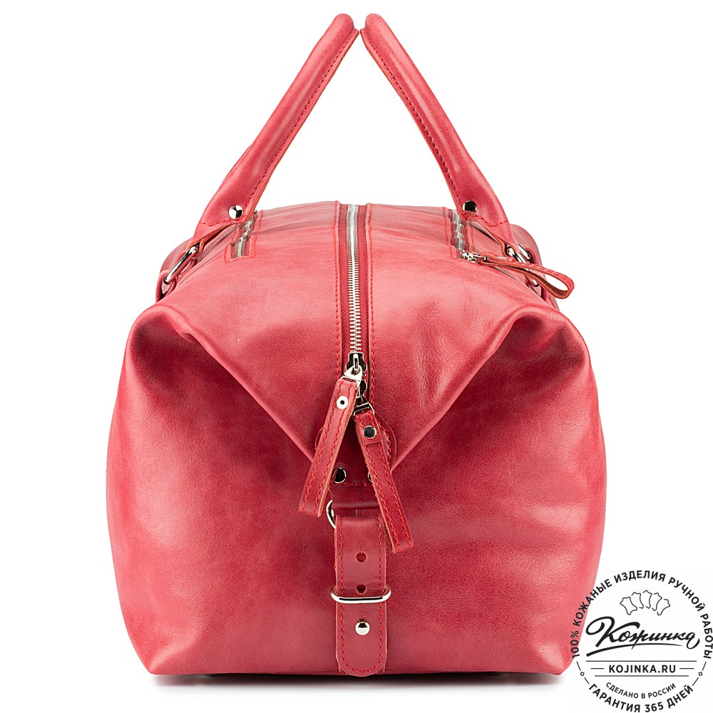 Кожаная дорожно-спортивная сумка Англия (красная)