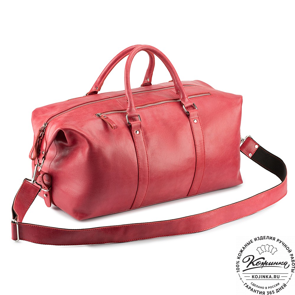 Кожаная дорожно-спортивная сумка Англия (красная)
