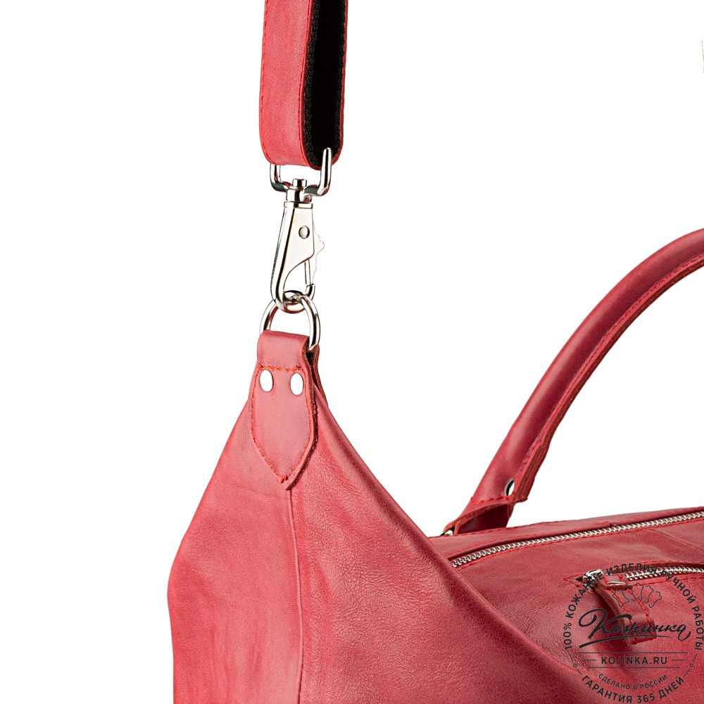 Кожаная дорожно-спортивная сумка Англия (красная)