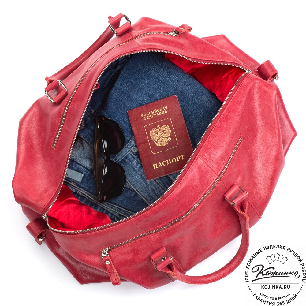 Кожаная дорожно-спортивная сумка Англия (красная)