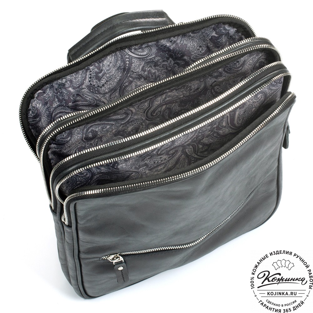 Кожаный рюкзак-сумка "Майя" (чёрный)