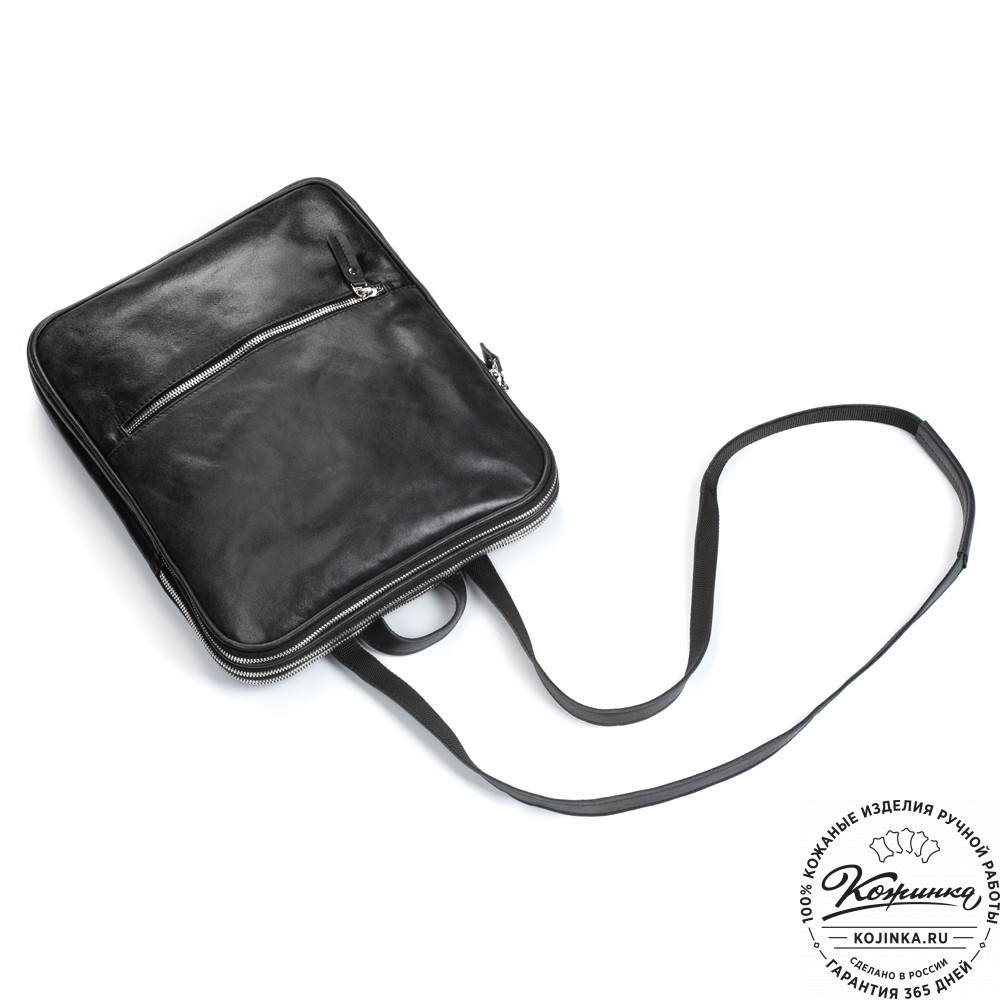 Кожаный рюкзак-сумка "Майя" (чёрный)