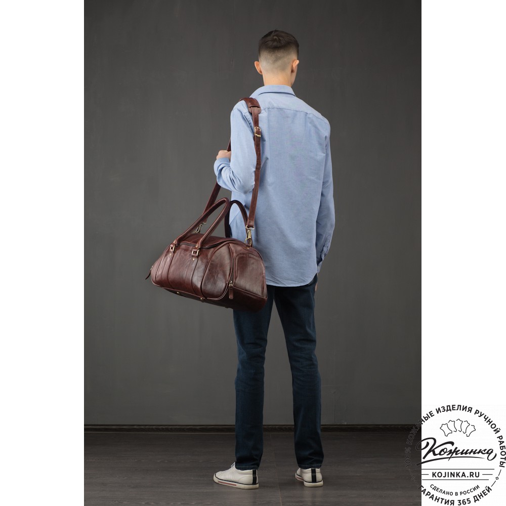 Кожаная дорожно-спортивная сумка "Дональд" (рыжий антик)